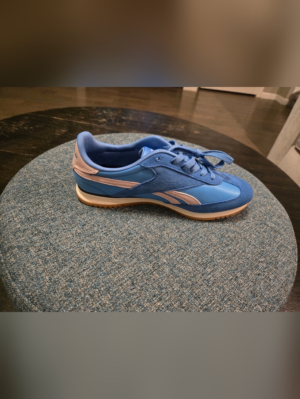 Reebok Fiori Retro Blue and Pink Low-Profile Suede & Nylon Sneakers - Picture 3 of 9
